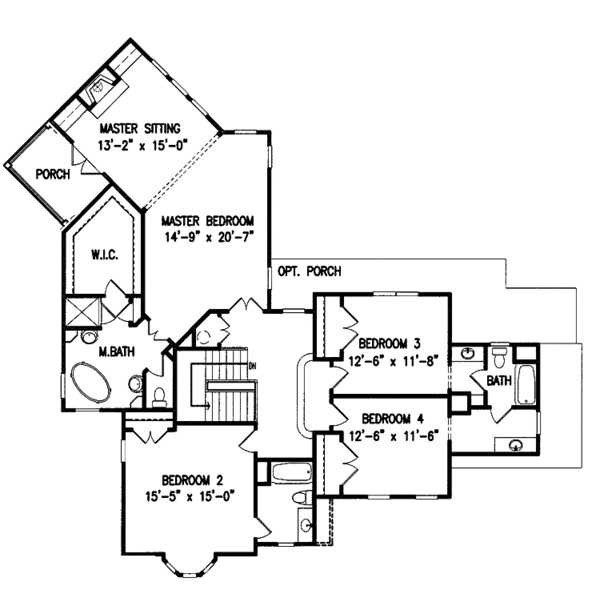 Home Plan - Tudor Floor Plan - Upper Floor Plan #54-243