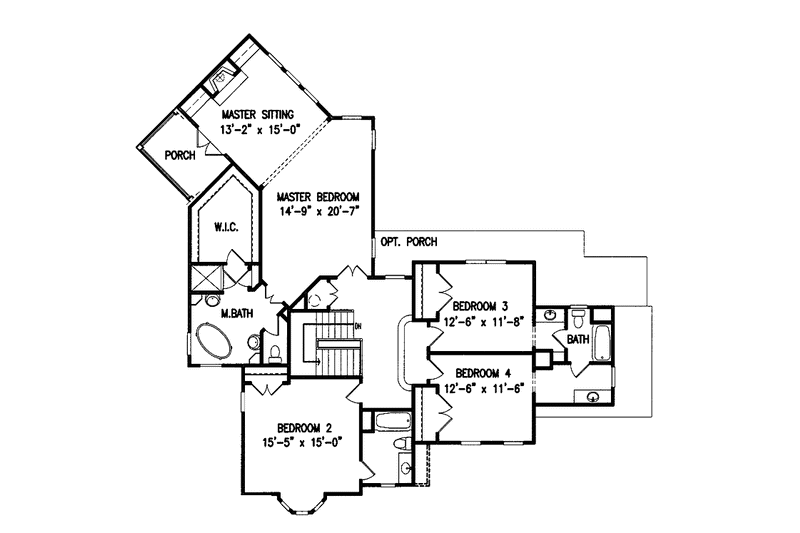 Home Plan - Floor Plan - Upper Floor for Tudor House Plan #54-243 - 4 bed, 3.5 bath