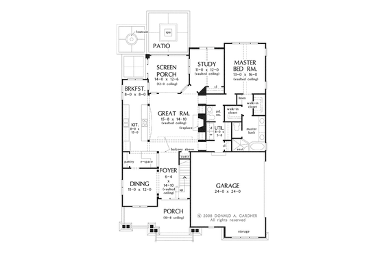 Floor Plan - Main Floor for Craftsman House Plan #929-917 - 3 bed, 2.5 bath