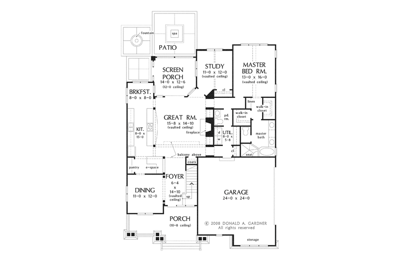 House Design - Floor Plan - Main Floor for Craftsman House Plan #929-917 - 3 bed, 2.5 bath