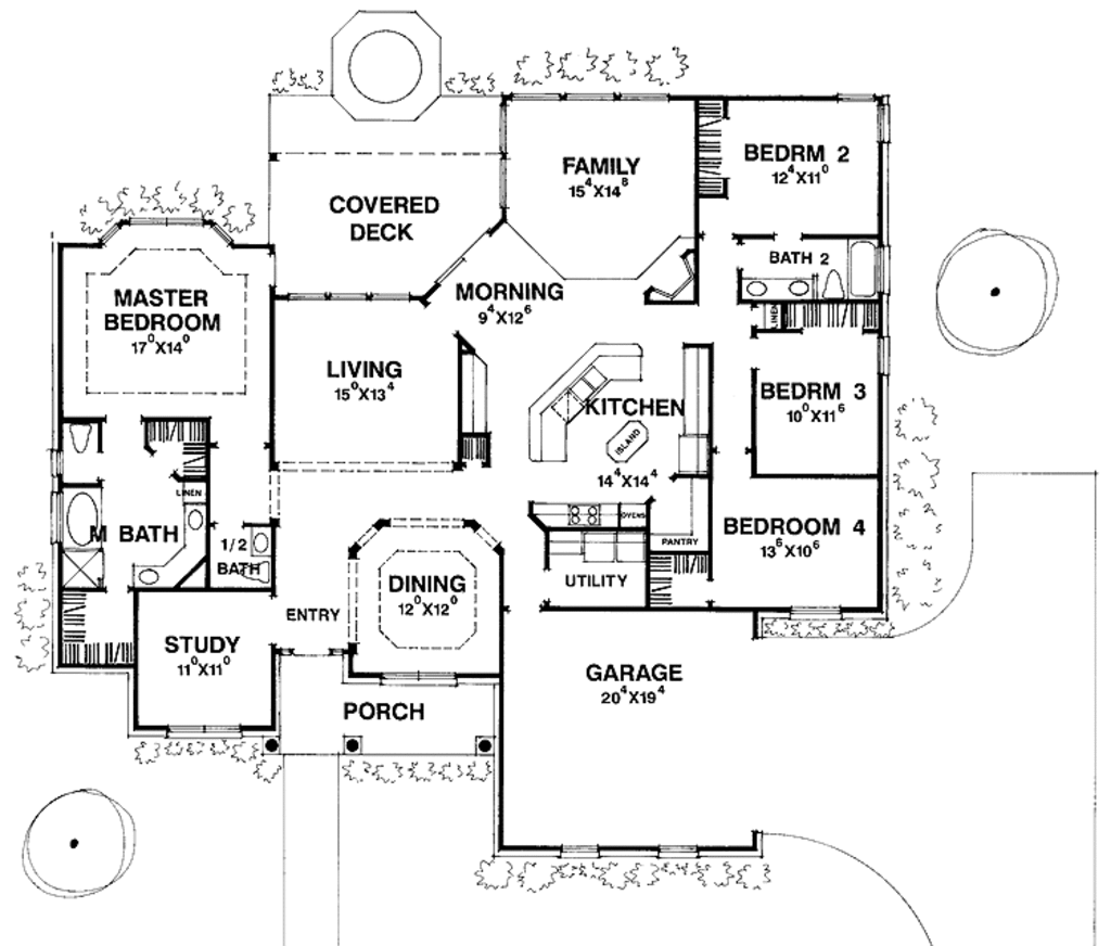 Ranch Style House Plan 4 Beds 2.5 Baths 2623 Sq/Ft Plan