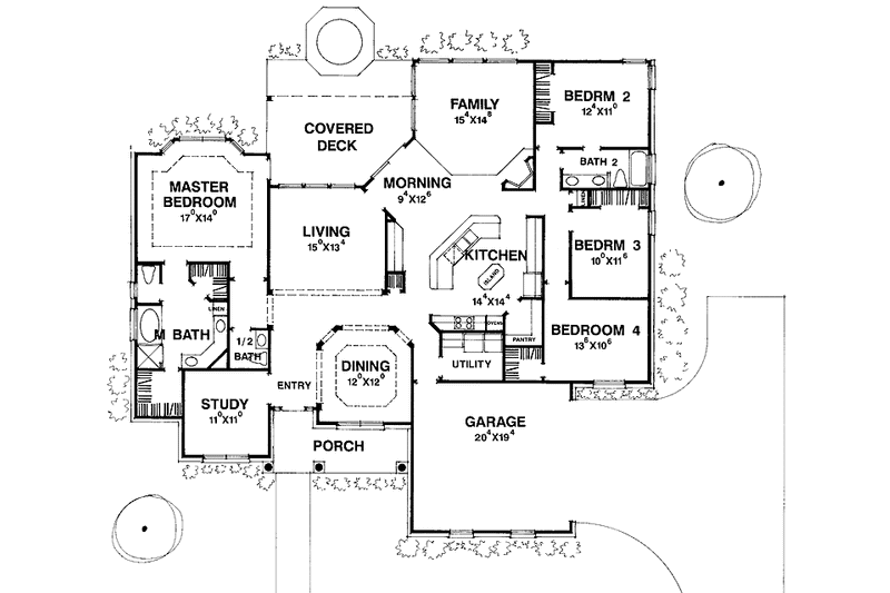 Home Plan - Floor Plan - Main Floor for Ranch House Plan #472-87 - 4 bed, 2.5 bath