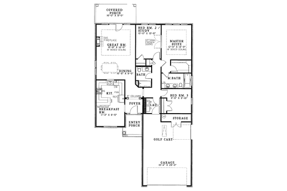 Floor Plan - Main Floor for Country House Plan #17-2648 - 3 bed, 2 bath