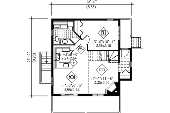 Floor Plan - Main Floor for Traditional House Plan #25-4255 - 3 bed, 2.5 bath