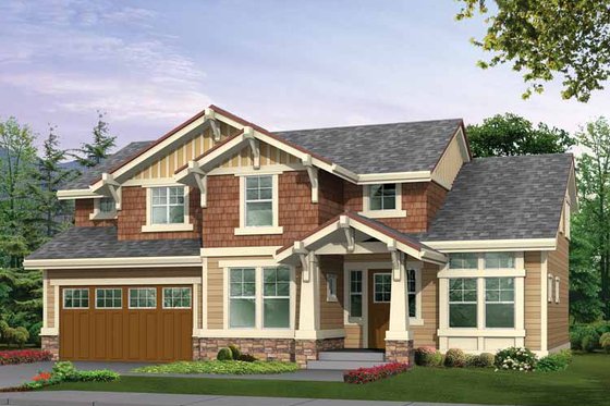 Exterior - Front Elevation 3 for Craftsman House Plan #132-303 - 3 bed, 2.5 bath