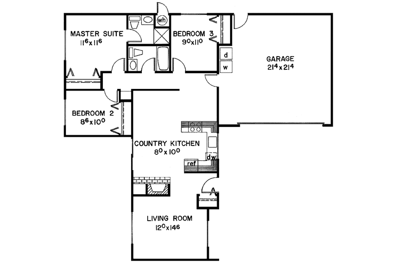 Dream House Plan - Floor Plan - Main Floor for Contemporary House Plan #60-740 - 3 bed, 2 bath