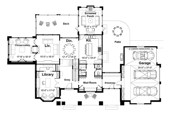 Floor Plan - Main Floor for Craftsman House Plan #928-45 - 3 bed, 2.5 bath