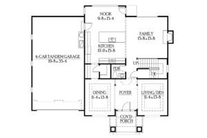 Floor Plan - Main Floor for Prairie House Plan #132-380 - 4 bed, 2.5 bath