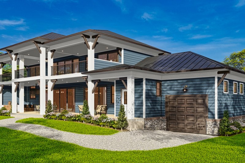 Home Plan - Exterior - Rear Elevation for Prairie House Plan #54-573 - 5 bed, 5.5 bath