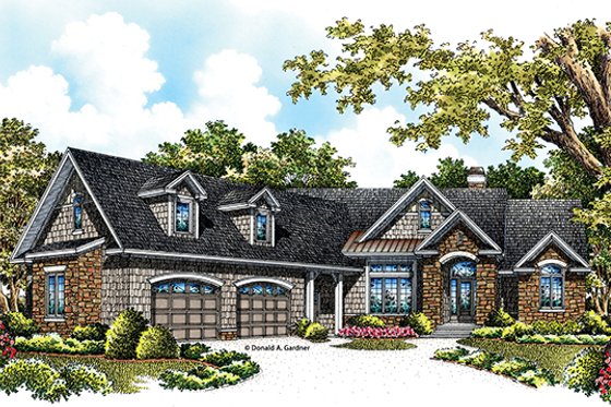 Exterior - Front Elevation 3 for European House Plan #929-966 - 3 bed, 2 bath