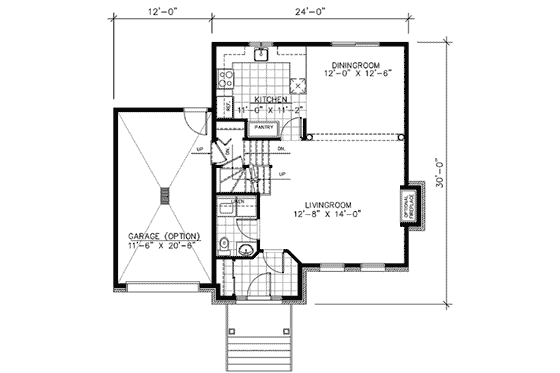 Floor Plan - Main Floor for European House Plan #138-281 - 3 bed, 1.5 bath