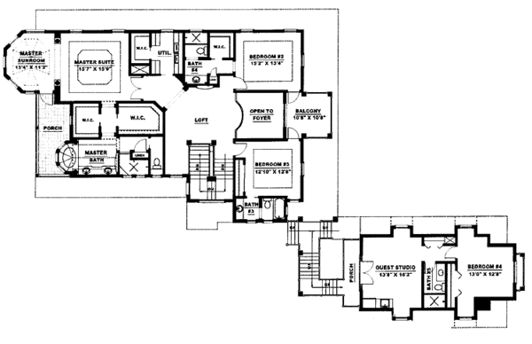 Home Plan - Adobe / Southwestern Floor Plan - Upper Floor Plan #1017-96