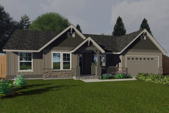 Exterior - Front Elevation for Craftsman House Plan #53-703 - 6 bed, 3 bath