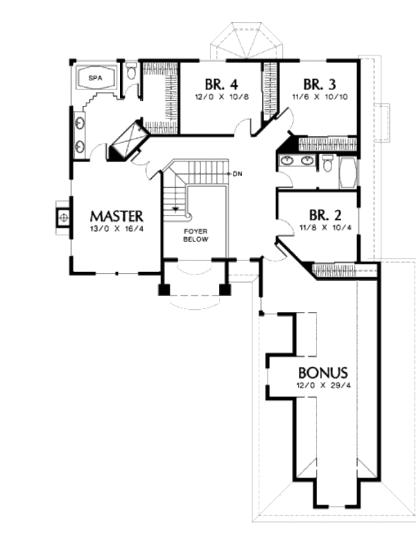 Traditional Floor Plan - Upper Floor Plan #48-451