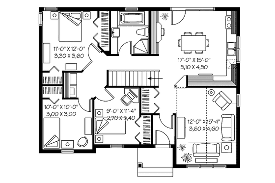 Floor Plan - Main Floor for Traditional House Plan #23-2378 - 3 bed, 1 bath