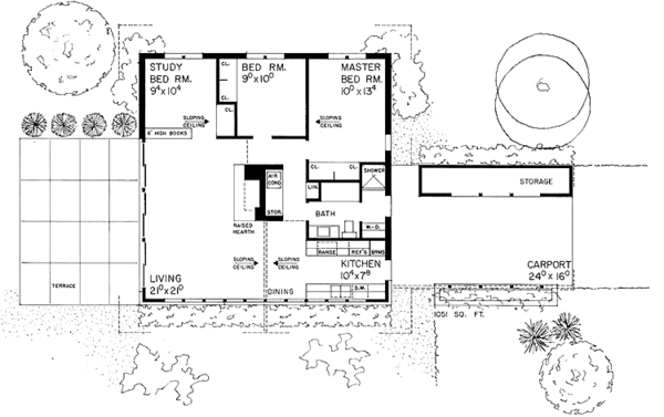 House Blueprint - Contemporary Floor Plan - Main Floor Plan #72-624