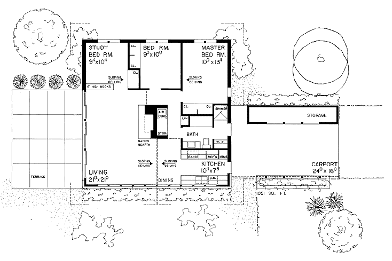 Dream House Plan - Floor Plan - Main Floor for Contemporary House Plan #72-624 - 2 bed, 1 bath