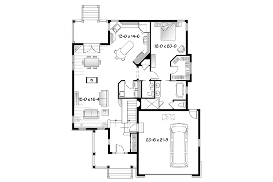 Floor Plan - Main Floor for Country House Plan #23-2573 - 3 bed, 2.5 bath