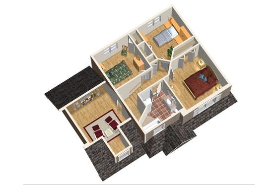 Floor Plan - Upper Floor 1 for Traditional House Plan #25-4337 - 3 bed, 1 bath