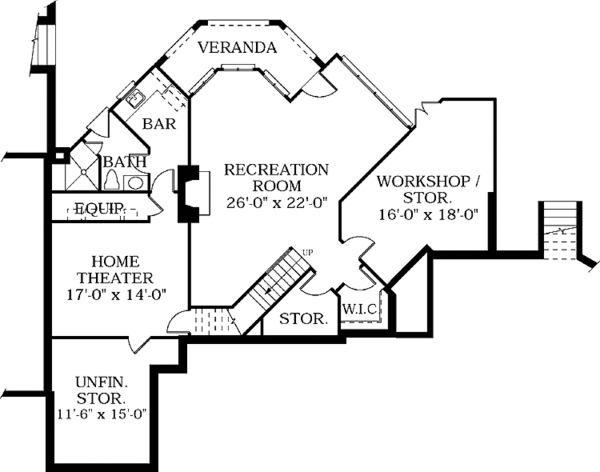 European Floor Plan - Lower Floor Plan #453-356