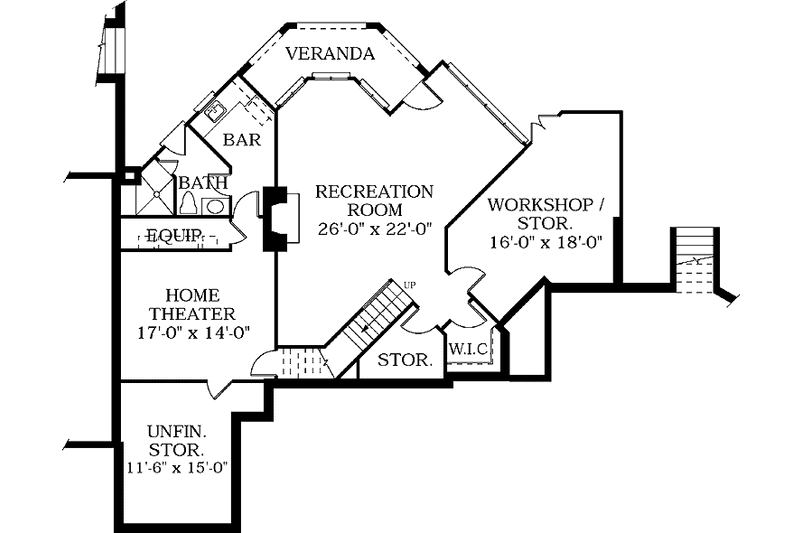 Home Plan - Floor Plan - Lower Floor for European House Plan #453-356 - 5 bed, 4 bath