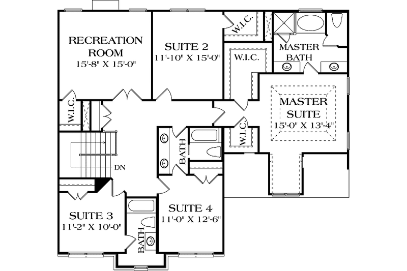 Home Plan - Floor Plan - Upper Floor for Traditional House Plan #453-535 - 4 bed, 3.5 bath