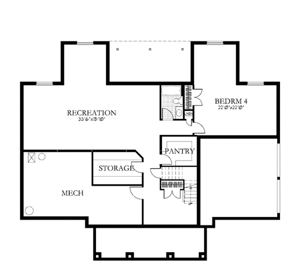 Architectural House Design - Craftsman Floor Plan - Lower Floor Plan #1029-62