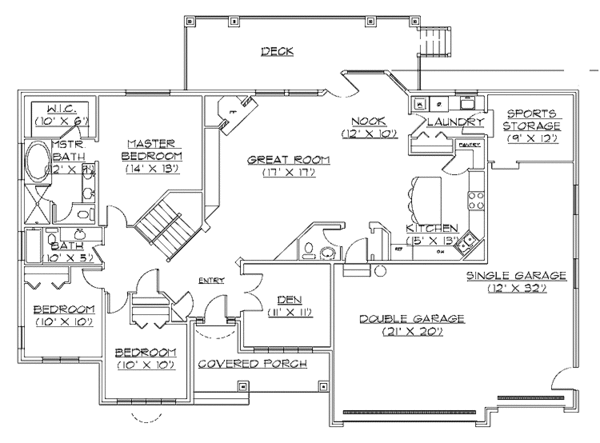 Home Plan - Traditional Floor Plan - Main Floor Plan #945-19