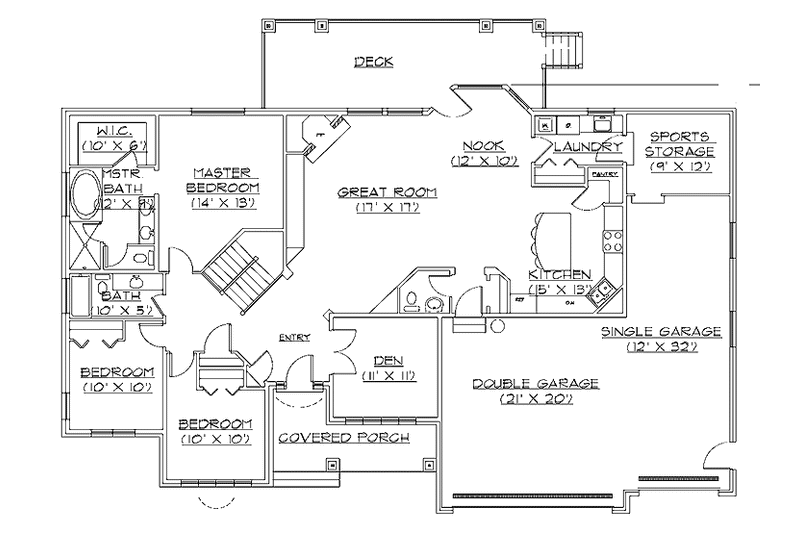 Home Plan - Floor Plan - Main Floor for Traditional House Plan #945-19 - 3 bed, 2.5 bath