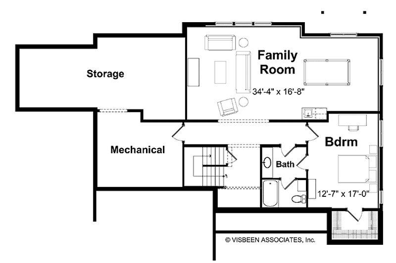Architectural House Design - Floor Plan - Lower Floor for Traditional House Plan #928-106 - 3 bed, 2.5 bath