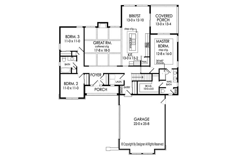 Home Plan - Floor Plan - Main Floor for Ranch House Plan #1010-200 - 3 bed, 2 bath
