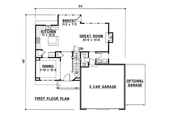 Floor Plan - Main Floor for Traditional House Plan #67-478 - 4 bed, 2.5 bath
