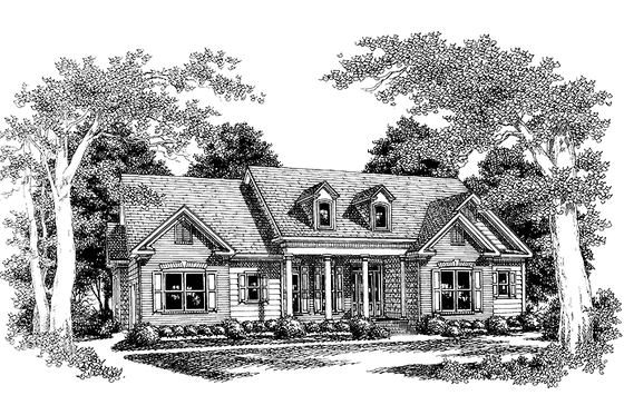 Exterior - Front Elevation 3 for Colonial House Plan #927-594 - 3 bed, 2.5 bath