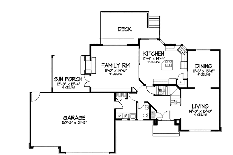 Home Plan - Floor Plan - Main Floor for Traditional House Plan #320-888 - 4 bed, 2.5 bath