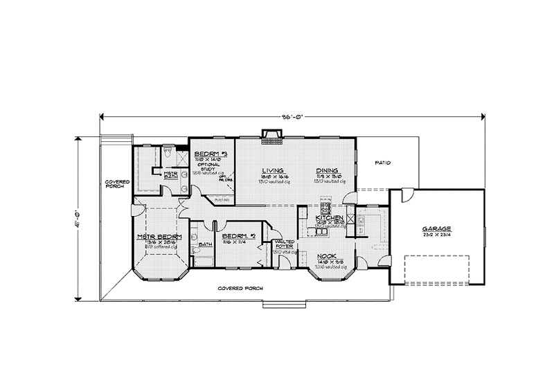 Architectural House Design - Floor Plan - Main Floor for Country House Plan #997-4 - 2 bed, 2 bath