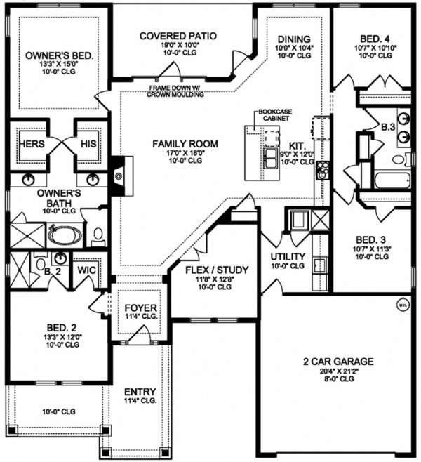 Colonial Floor Plan - Main Floor Plan #1058-122