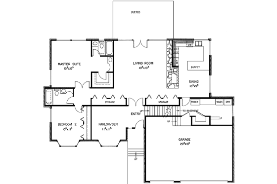 Floor Plan - Main Floor for Contemporary House Plan #60-948 - 3 bed, 3 bath