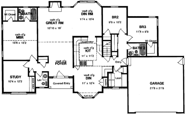 House Design - Ranch Floor Plan - Main Floor Plan #316-176