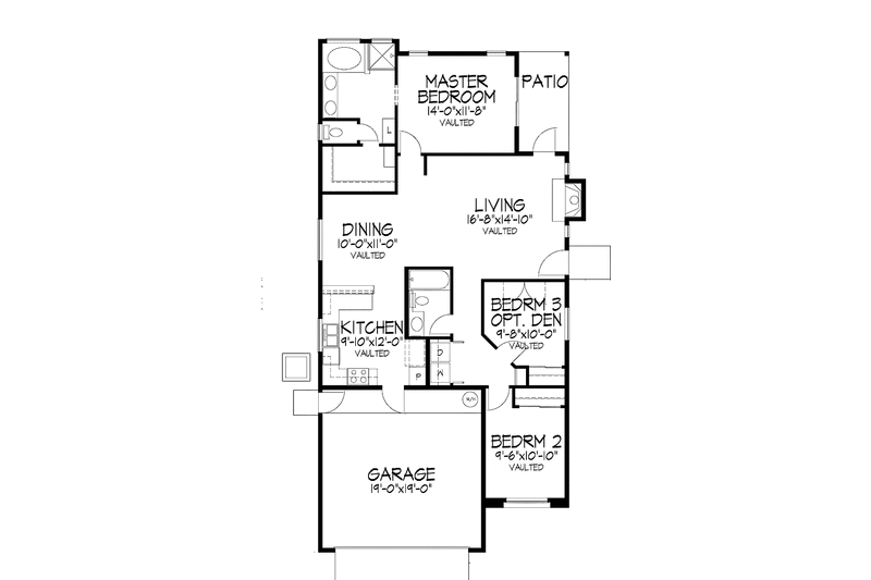 Dream House Plan - Floor Plan - Main Floor for Mediterranean House Plan #320-974 - 2 bed, 2 bath