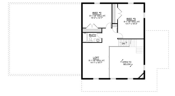 House Blueprint - Floor Plan - Upper Floor for Barndominium House Plan #1064-495 - 3 bed, 2.5 bath