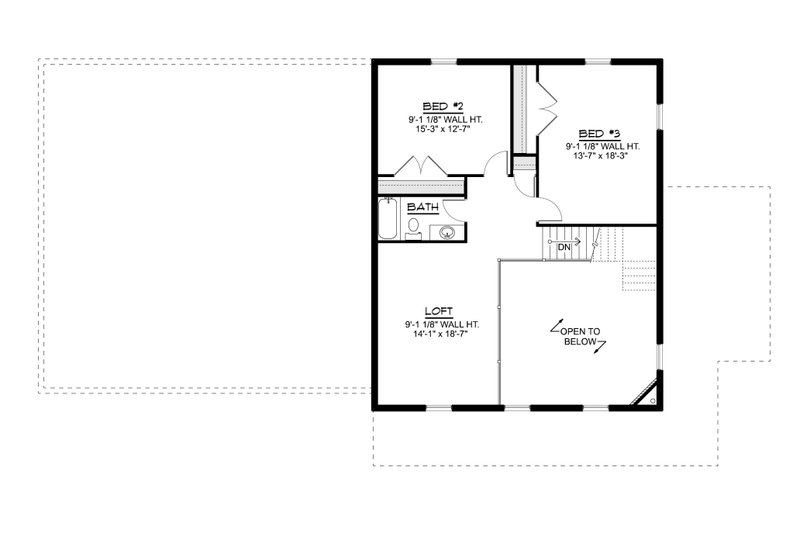 House Blueprint - Floor Plan - Upper Floor for Barndominium House Plan #1064-495 - 3 bed, 2.5 bath