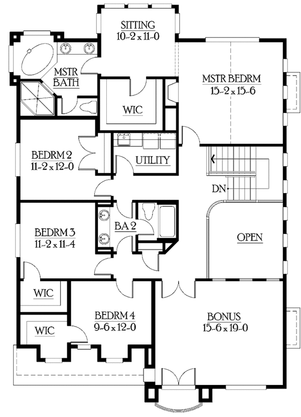 Craftsman Floor Plan - Upper Floor Plan #132-462