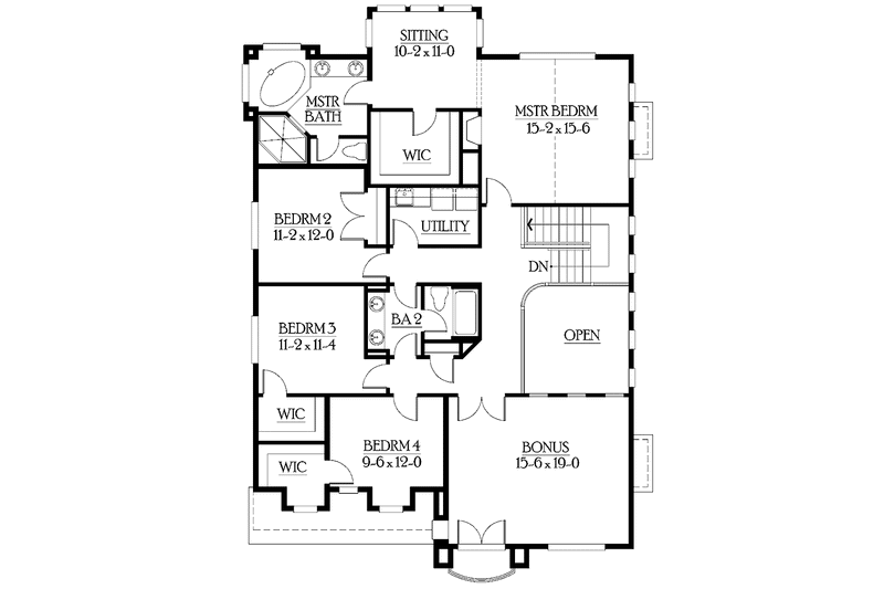 Home Plan - Floor Plan - Upper Floor for Craftsman House Plan #132-462 - 4 bed, 2.5 bath
