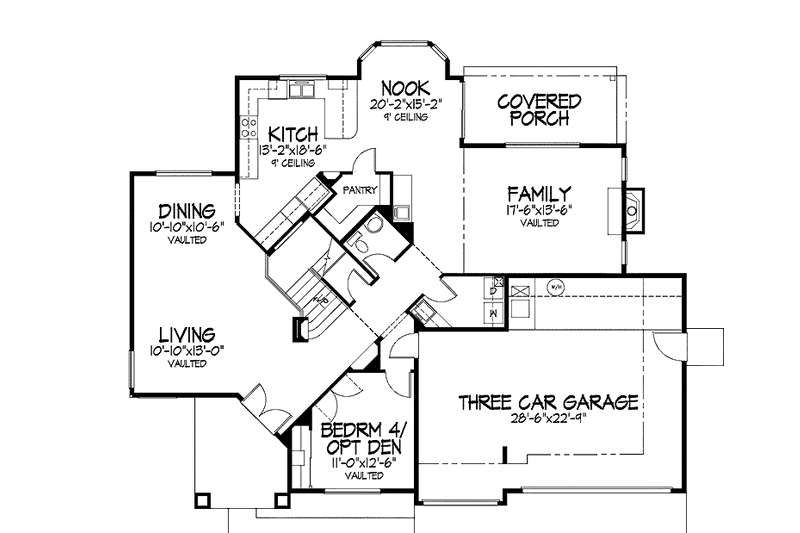 Home Plan - Floor Plan - Main Floor for Mediterranean House Plan #320-982 - 3 bed, 2.5 bath