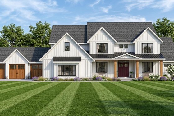 Exterior - Front Elevation for Farmhouse House Plan #1064-99 - 5 bed, 4.5 bath