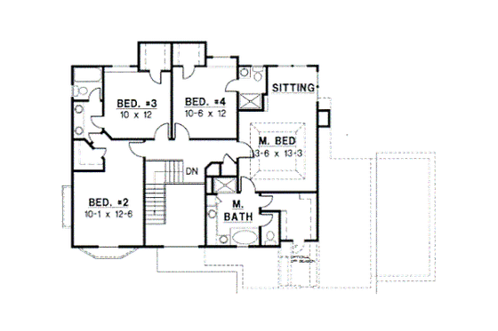 Floor Plan - Upper Floor for Traditional House Plan #67-517 - 4 bed, 3.5 bath