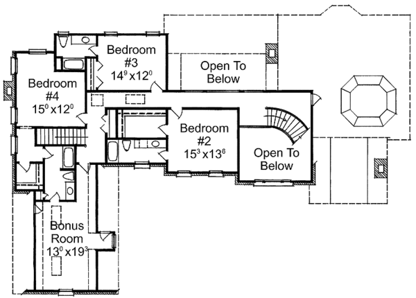 House Blueprint - Traditional Floor Plan - Upper Floor Plan #429-135