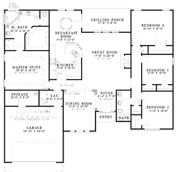 House Plan Design - Ranch Floor Plan - Main Floor Plan #17-3121