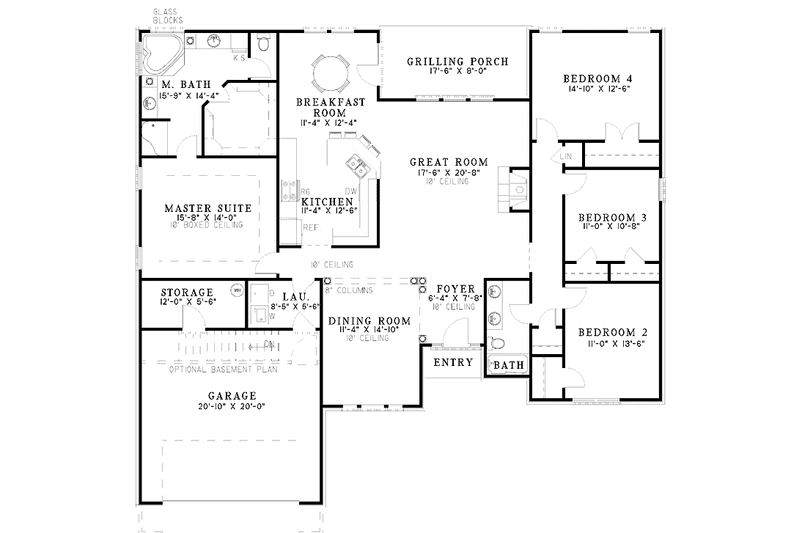 Home Plan - Floor Plan - Main Floor for Ranch House Plan #17-3121 - 4 bed, 2 bath