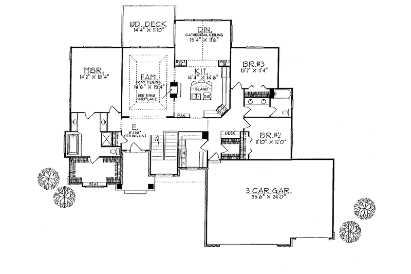 Dream House Plan - Floor Plan - Main Floor for Ranch House Plan #70-1309 - 3 bed, 2 bath